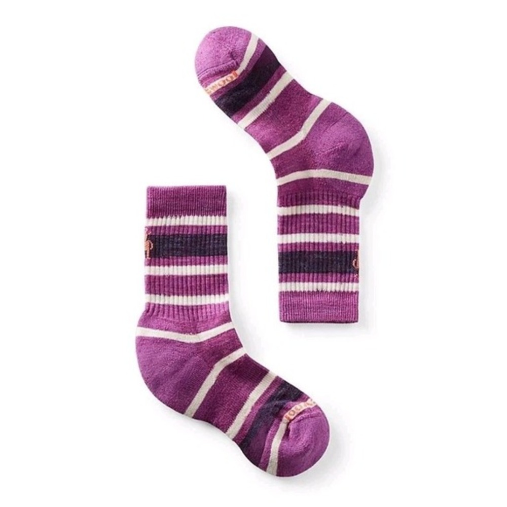 Smartwool Hike Light Cushion Striped Kid's Crew Socks,‎ Meadow Mauve, Small